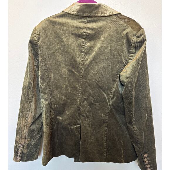 PAIGE Hollie Double Breasted Corduroy Blazer Brushed Olive Green Velour Women XL - Picture 3 of 10